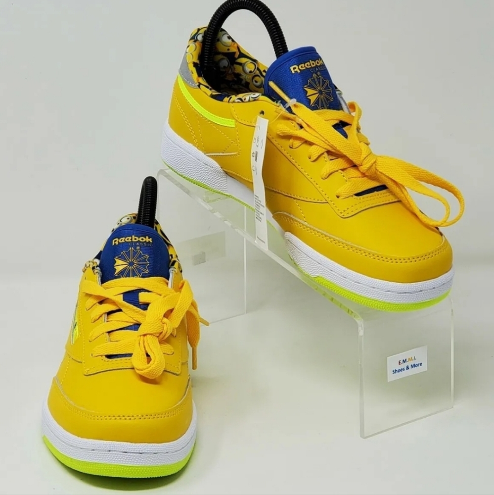 Reebok Club C 85 MU GS Minion Sneaker Tennis Youth Size 5 Yellow FX3352 New - Picture 2 of 9